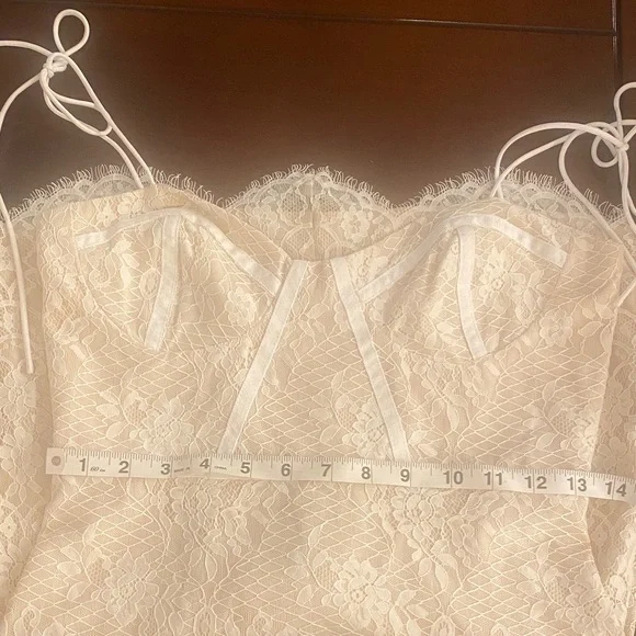 Superdown Cream Lace Tie-Strap Mini Dress Size S - Picture 6 of 9